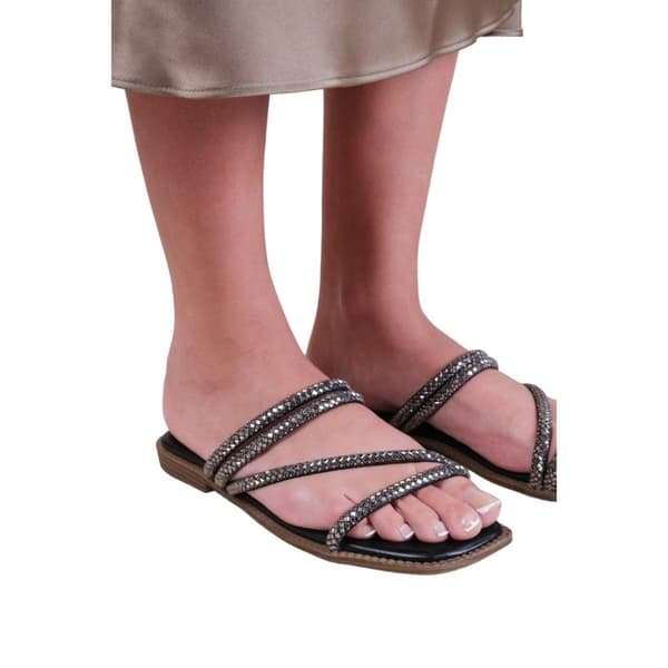Where's That From Dam/Ladies Dream Diamante Strappy Flat Sandals Black 8 UK