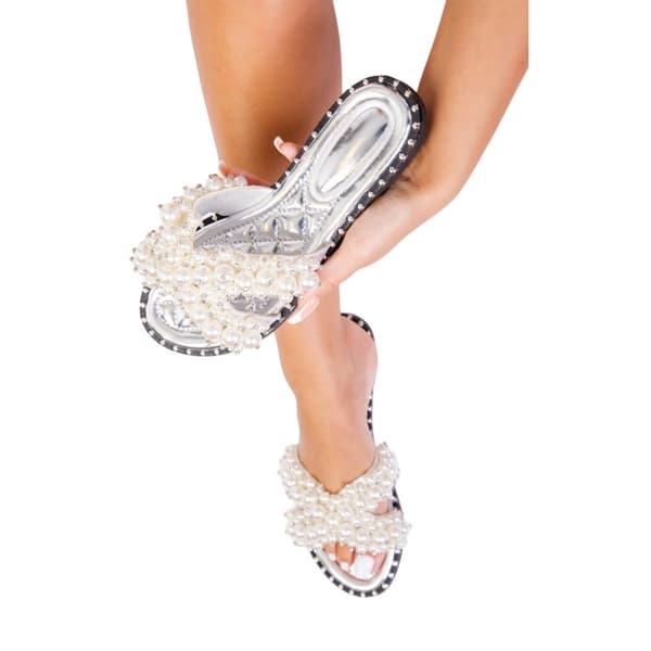 Where's That From Womens/Ladies Iona Pearl Wide Flat Sliders