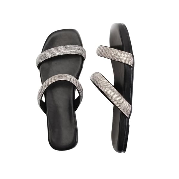 Where's That From Womens/Ladies Yakirah Diamante Faux Leather Flatform Sliders Black 3 UK