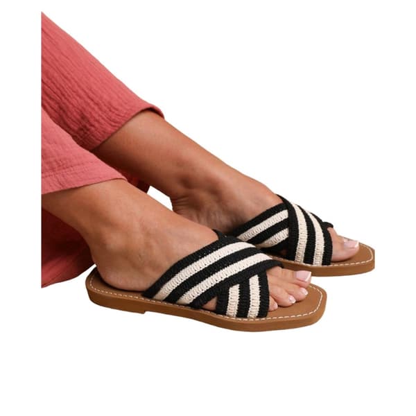 Where's That From Womens/Ladies Arizona Striped Crossover Strap Flip Flops