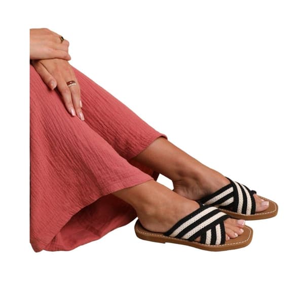 Where's That From Womens/Ladies Arizona Striped Crossover Strap Flip Flops