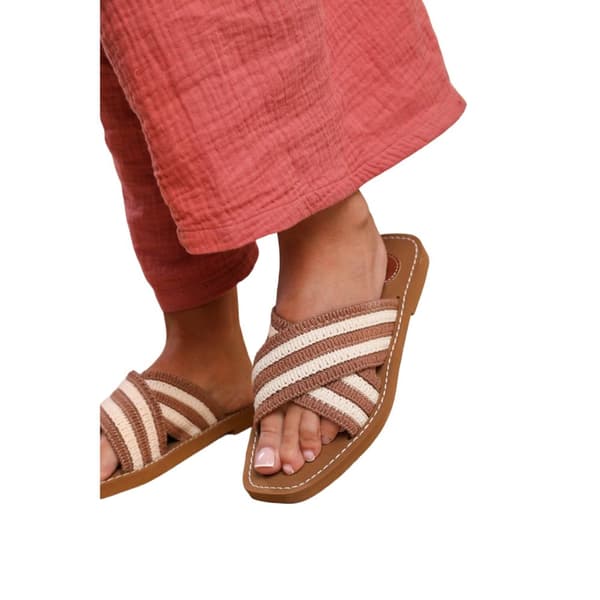 Where's That From Womens/Ladies Arizona Striped Crossover Strap Flip Flops