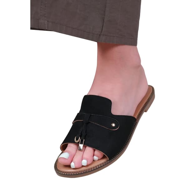Where's That From Womens/Ladies Sandra Fringe Flat Sliders Black 4 UK