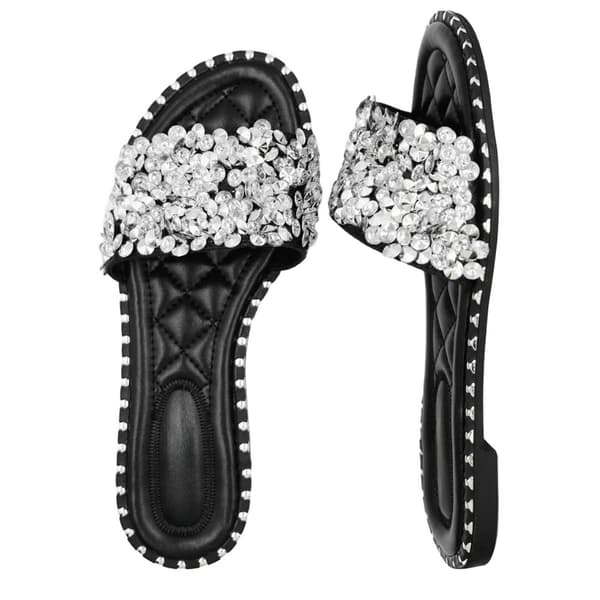 Where's That From Womens/Ladies Poppy Sparkle Diamante Wide Flat Sliders