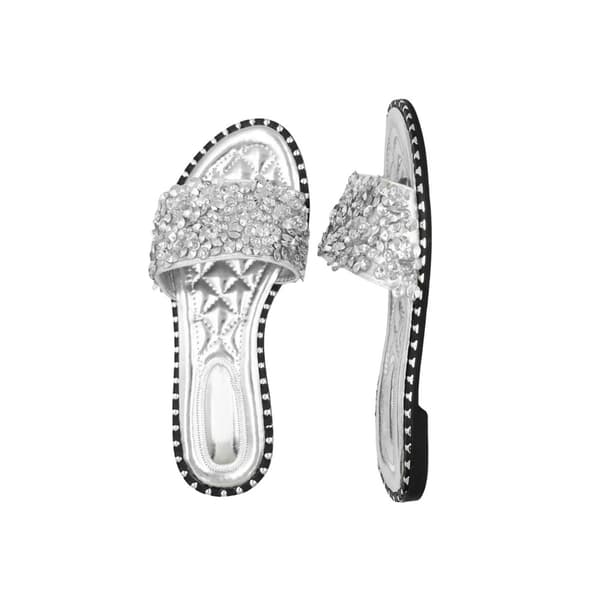 Where's That From Womens/Ladies Poppy Sparkle Diamante Wide Flat Sliders