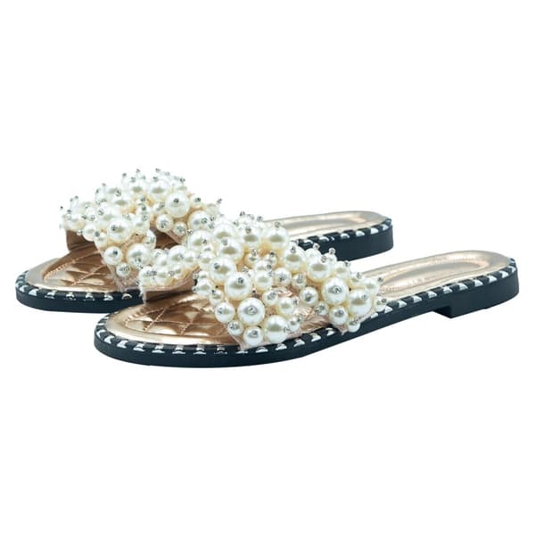 Where's That From Womens/Ladies Eve Pearl Flat Heel Sliders