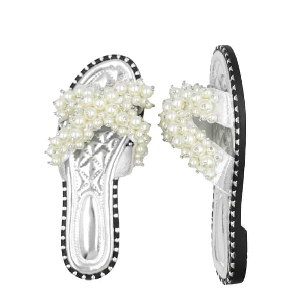 Where's That From Womens/Ladies Eve Pearl Flat Heel Sliders