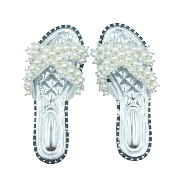 Where's That From Womens/Ladies Eve Pearl Flat Heel Sliders