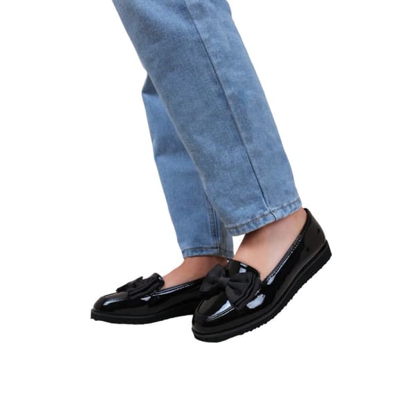 Where's That From Womens/Ladies Alpha Bow Detail Extra Wide Loafers