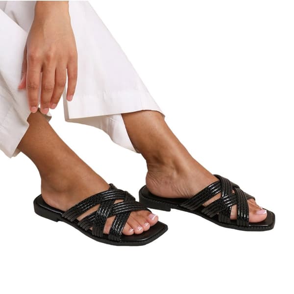 Where's That From Womens/Ladies Crete Crossover Strap Wide Sliders