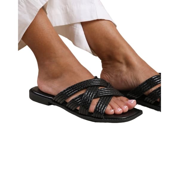 Where's That From Womens/Ladies Crete Crossover Strap Wide Sliders