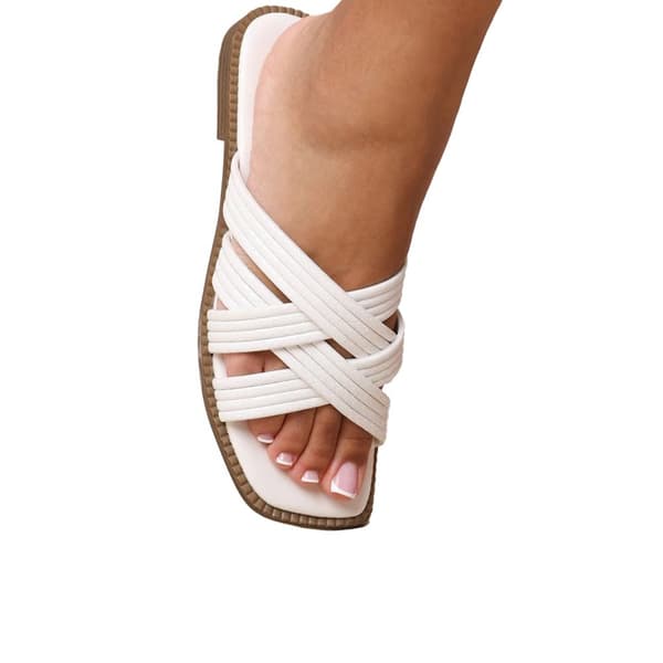 Where's That From Womens/Ladies Crete Crossover Strap Wide Sliders