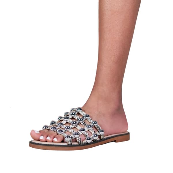 Where's That From Womens/Ladies Kelly Studded Sliders Natural Snake 3 UK