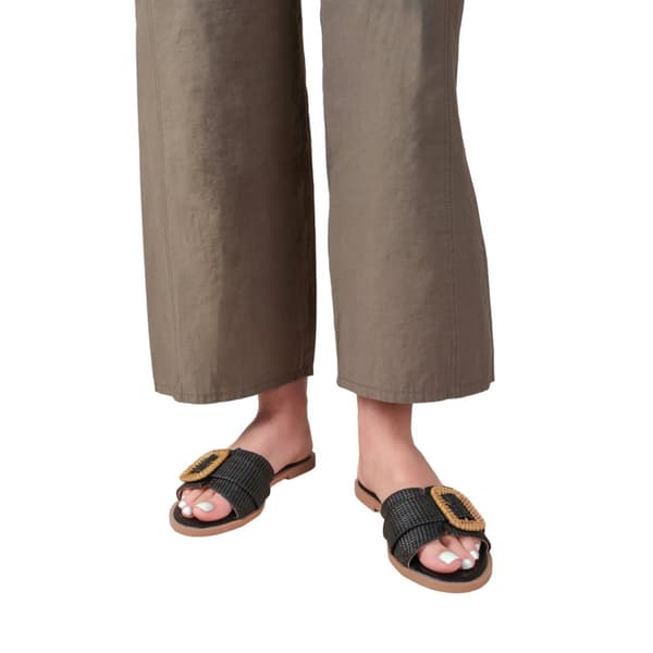 Where's That From Dam/Ladies Noon Raffia Faux Leather Platta Sliders