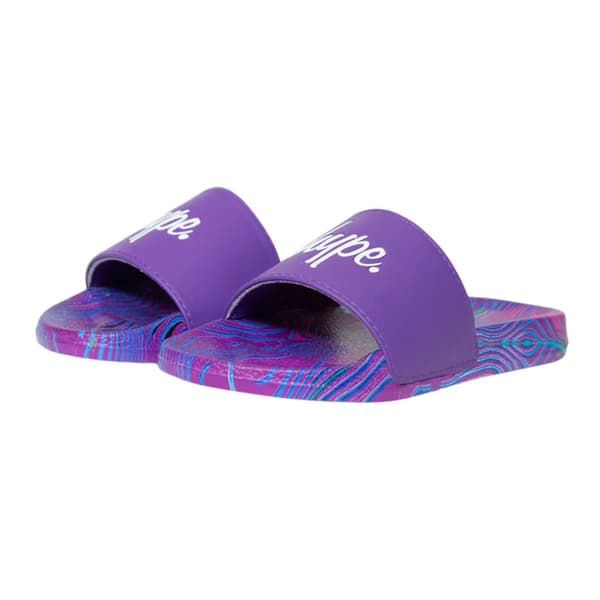 Hype Baby Girls Crazy Wave Script Sliders Purple 1 UK