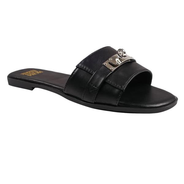 Where's That From Womens/Ladies Emmeline Buckle Faux Leather Single Strap Sliders