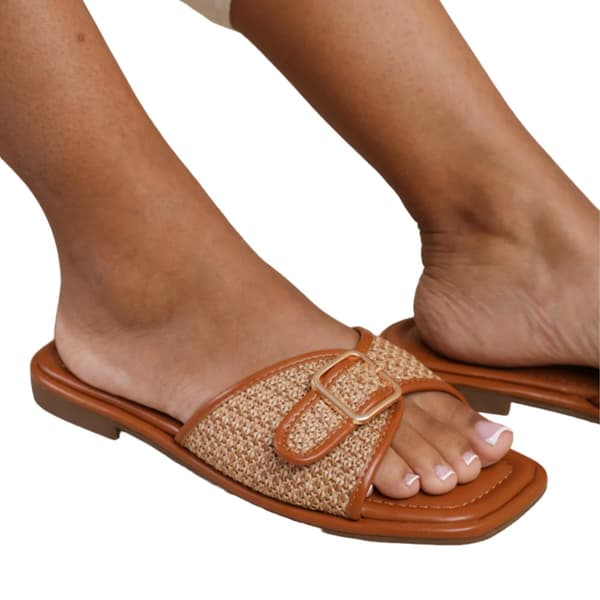 Where's That From Womens/Ladies Vermont Raffia Buckle Sliders