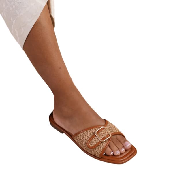 Where's That From Womens/Ladies Vermont Raffia Buckle Sliders