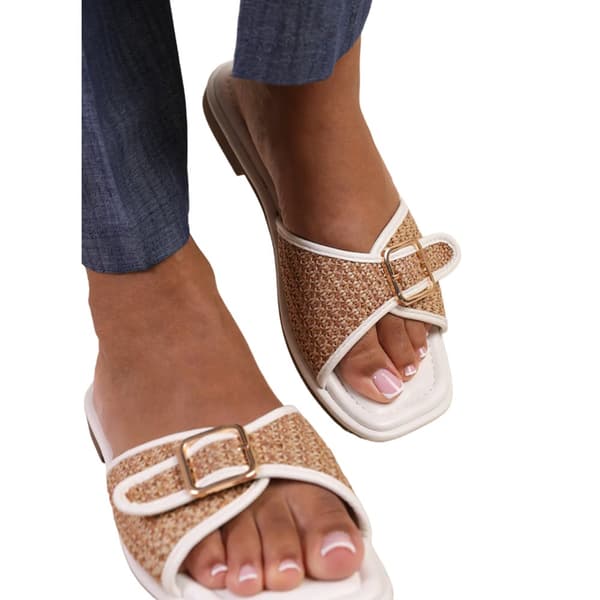 Where's That From Womens/Ladies Vermont Raffia Buckle Sliders