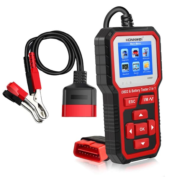 Konnwei KW681 diagnostisk måler, OBD2 scanner, batteri tester