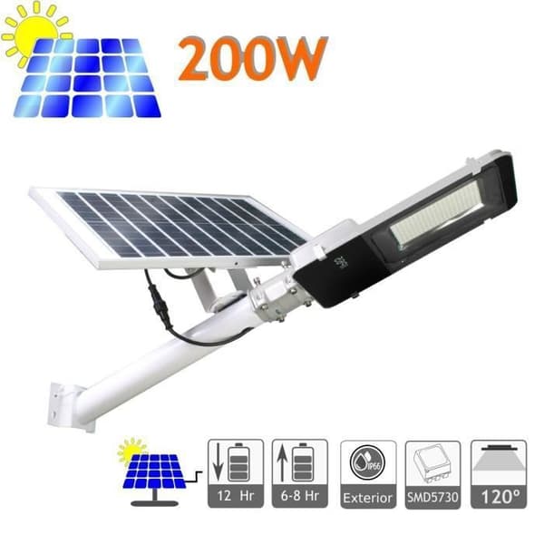 JANDEI - Solar gatubelysning 2500 Lumen 200W 6000K 25W litiumjon justerbar utomhuspanel