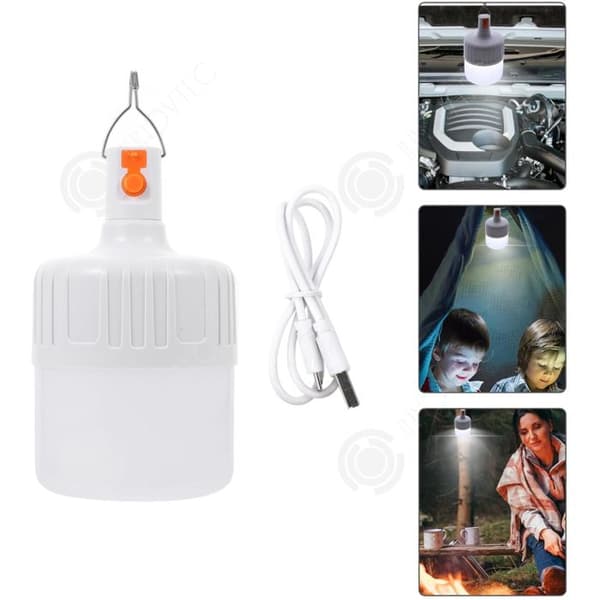 INN 100W glödlampa 2 st med 3 ljuslägen och krok super ljus bärbar glödlampa utomhus hängande uppladdningsbar glödlampa