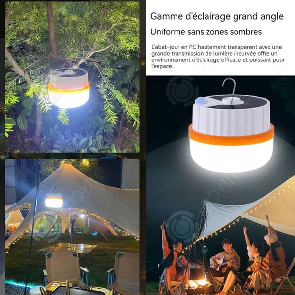 INN 300 W USB-lampa med 3 ljuslägen och krok superljusstark bärbar IP65-lampa utomhushängande LED-lampa