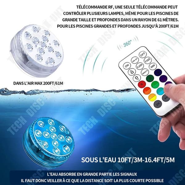TD dränkbara LED-lampor 4st 16 färger Vattentät IP68 LED-simbassänglampa med fjärrkontroll dränkbar lampa för simbassäng