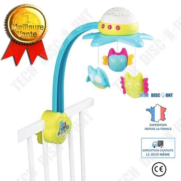 TD® Baby Fjärrkontroll Starry Sky Projection Petal Music Bed Bell Toy,