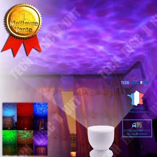 TD® LED-ljus Projektor Nattatmosfär Ocean Strand Hav Vatten Sovrum USB-laddning MP3-högtalare Färg LED-ljus