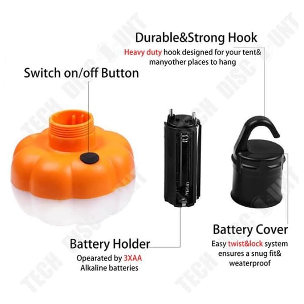 Hängande utomhuscampinglampa - TEKNISK RABATT - eta-6288 - LED-ljuskälla - Batteri - Orange