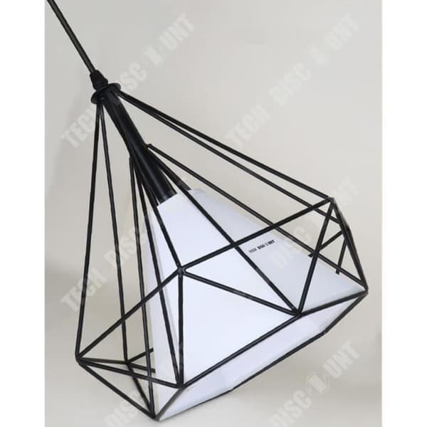 TEKNISK RABATT Diamantform svart taklampa i järn - industriell stil - 1 glödlampa - 28 x 26 cm