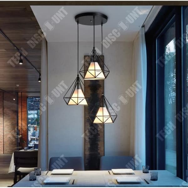 TEKNISK RABATT Diamantform svart taklampa i järn - industriell stil - 1 glödlampa - 28 x 26 cm