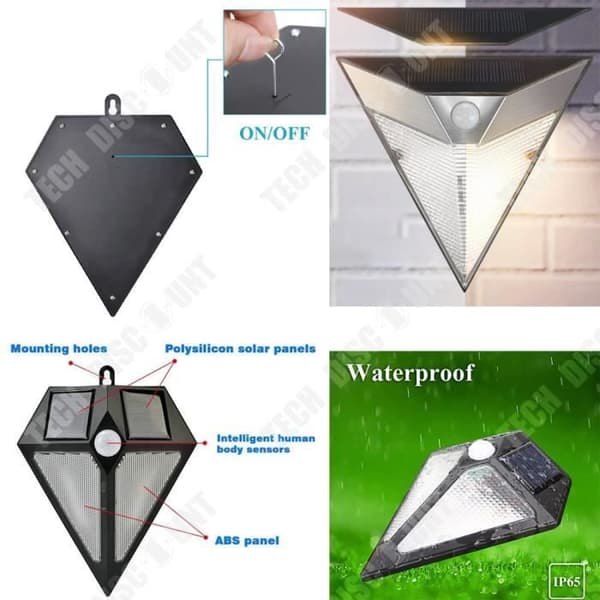 TD® Solar Lampa Triangel Dekorativa Lampor Inomhus Utomhus Rörelseavkänning Sovrum Trädgård Rostfri LED-ljus Balnch