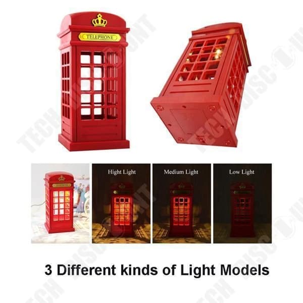 TD® Classic Retro telefonkiosk formad ljus LED Nattljus Touch Sensor Lampa LED Nattljus Dekoration