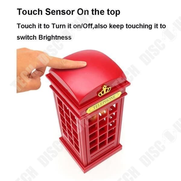 TD® Classic Retro telefonkiosk formad ljus LED Nattljus Touch Sensor Lampa LED Nattljus Dekoration