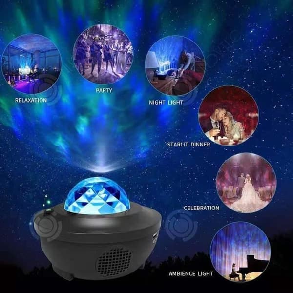 INN usb led bluetooth musik hav vatten låga mönster stjärnhimmel ljus projektor ljus scen laserljus nattljus