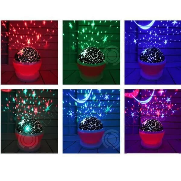 INN Cool Roterande Nattljus Projektionslampa Stjärnhimmel Enhörning Barn Baby Sov Romantisk LED-lampa (Rosa)