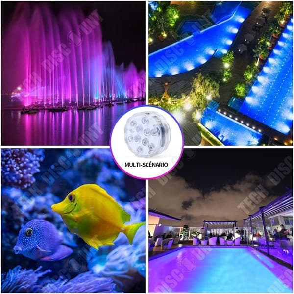 TD dränkbara LED-lampor RGB 16 färger Vattentät IP68 simbassänglampa med 3 sugkoppar LED-poollampor Simbassänglampor