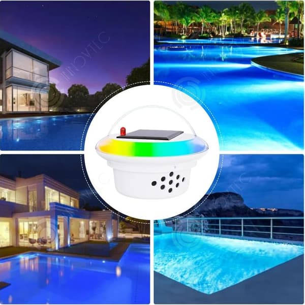 INN Lumière pool 1 PCS 76x100mm 10w solpanel LED med fjärrkontroll för färgändring kreativ flytande ljus i e