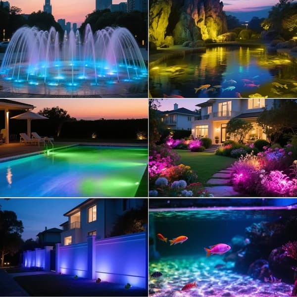 Solcelledrevne undervandsspotlights – superlyse RGB LED-lys til dam, springvand og have – farverig misfarvning
