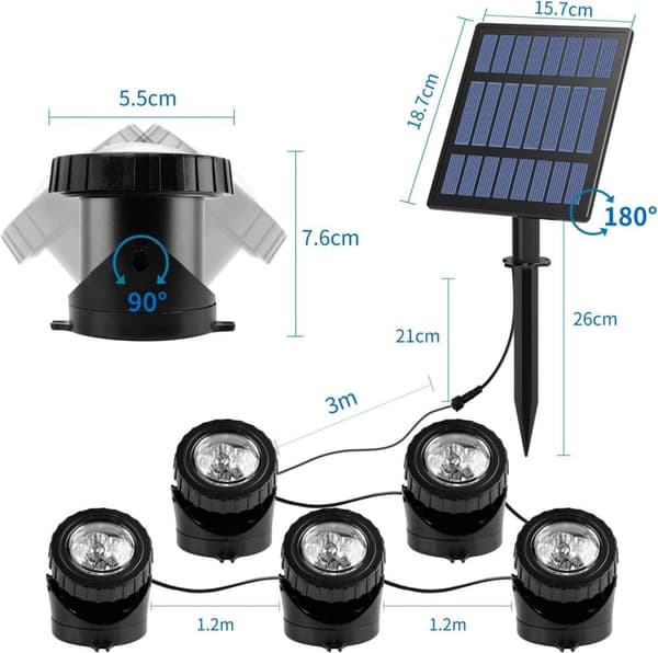 Solcelledrevne undervandsspotlights – superlyse RGB LED-lys til dam, springvand og have – farverig misfarvning