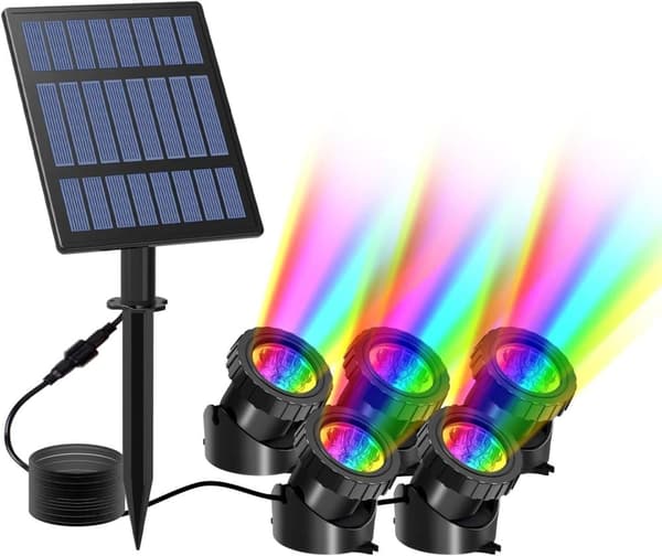 Solcelledrevne undervandsspotlights – superlyse RGB LED-lys til dam, springvand og have – farverig misfarvning