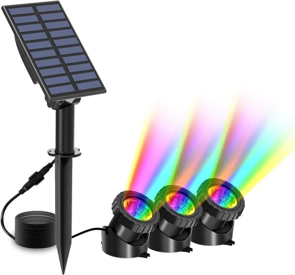 Solcelledrevne undervandsspotlights – superlyse RGB LED-lys til dam, springvand og have – farverig misfarvning