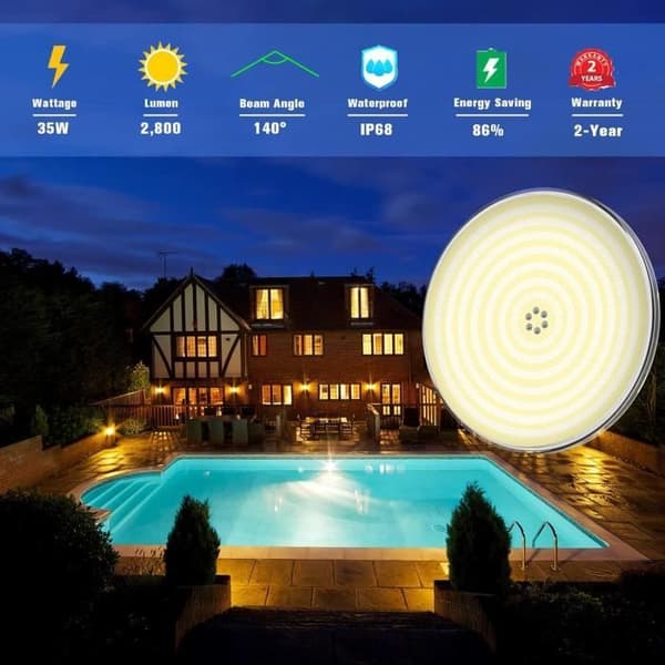 LED Pool Spotlight - LyLmLe - PAR56 - 35W - 2800lm - IP68 Vattentät