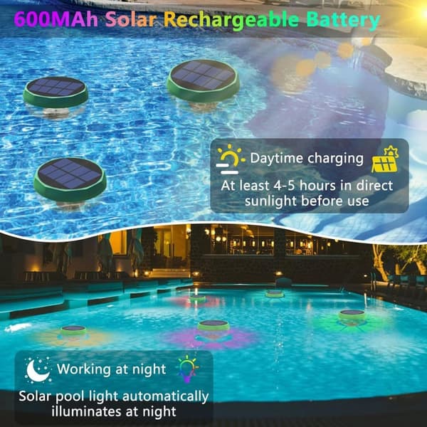 OBOSOE Solar Lights til Pool - 2-Pack RGB LED lys med automatisk farveskift, perfekt til fest og dekoration