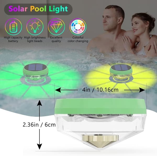 OBOSOE Solar Lights til Pool - 2-Pack RGB LED lys med automatisk farveskift, perfekt til fest og dekoration