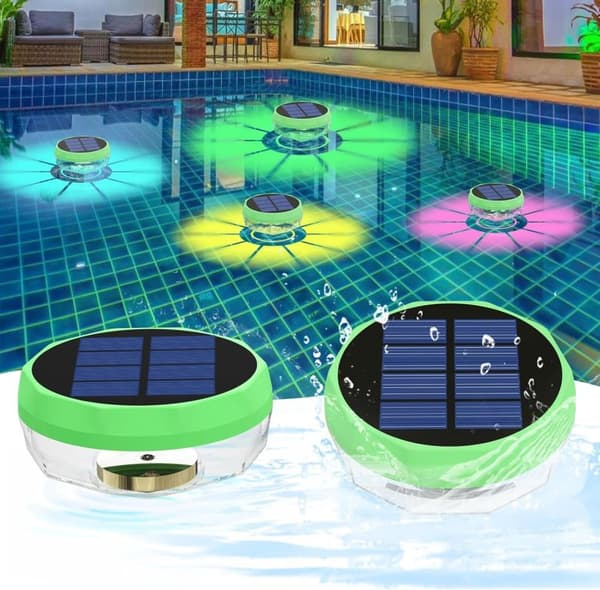 OBOSOE Solar Lights til Pool - 2-Pack RGB LED lys med automatisk farveskift, perfekt til fest og dekoration