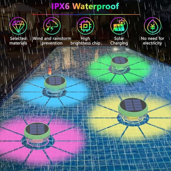 OBOSOE Solar Lights til Pool - 2-Pack RGB LED lys med automatisk farveskift, perfekt til fest og dekoration