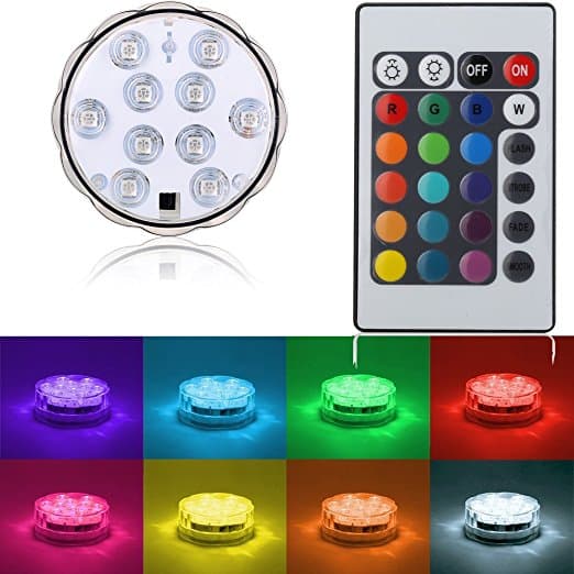 10 LED-Sukellusvaloa vedenalaiseen valoon, 24-näppäiminen kaukosäädin uima-altaalle, sukellusvalo kaloille ja akvaarioille